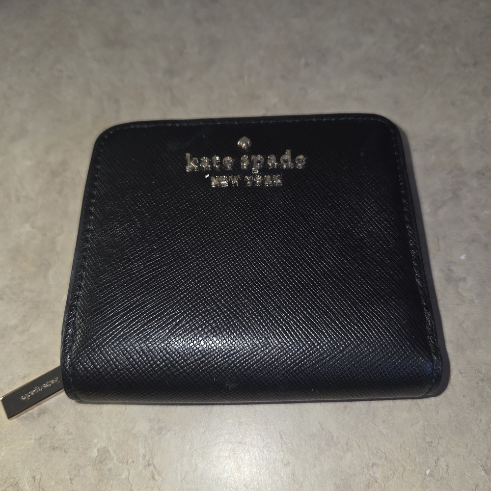 Kate Spade Black Staci Bifold Zip Wallet Leather